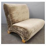 Modern velvet slipper chair w/ curved silhouette-