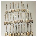 28 sterlign silver souvenir spoons w/ engraved