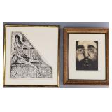 2 framed artworks: Francie Rich #1/5 portrait