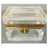 Crystal hinged box w/ key (chip) 4 1/2'x 5 1/2'x