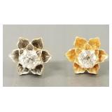2- 14k gold & diamond tie tacks- 1.2g,