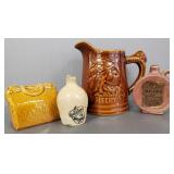 4 pcs vintage stoneware, etc incl mini