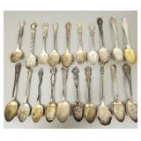 20 sterling silver souvenir spoons w/ engraved