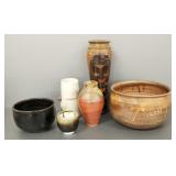 6 pcs signed studio pottery- 14' tallest