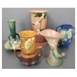 5 pcs vintage Roseville floral pottery- 9 1/2'H