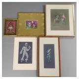 5 Falkenberg mid-century original artworks on