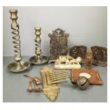Gp asst. brass & iron, etc. items incl pr. 14'H