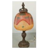 Antique boudoir lamp w/ reverse painted shade -