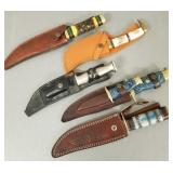 5 collector style knives w/ sheaths 12' longest