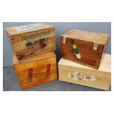 4 ammo, etc. crates incl Remington- largest 9 1/4'
