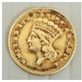 1874 US $1 gold coin- 1.5g, (edge damage)