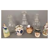 Gp incl antique glass decanter, small biscuit jar,