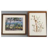 2 artworks: Jenny de Bloot tempera landscape w/