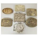 7 Western belt buckles- 1 sterling silver- 2.5 toz