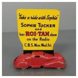 Tin advertising Roi-Tan cigars, 1939 Chevrolet &