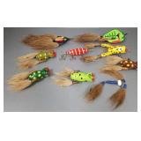 9 wooden folk art type fishing lures (repainted) -