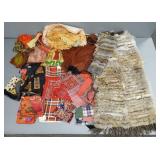 Group assorted clothing articles & textiles, etc