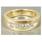 14k gold & five diamond ring- 7.1g, sz 5 1/4,