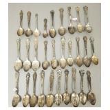 29 sterling silver souvenir spoons w/ engraved