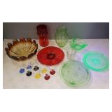 Gp vintage glass incl uranium depression, mid-
