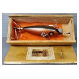 Abbey & Imbrie fishing lure w/ glass eyes 4' -