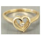 10K gold & diamond heart motif ring- 1.3g, size 5