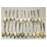 22 sterling silver souvenir spoons w/ engraved