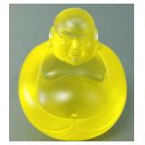 Signed uranium art glass buddha roly poly- 3.5'