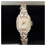 Vintage 14K white gold Elgin ladies wrist watch on