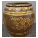 Dragon motif Asian pottery planter- 17 1/2'H