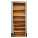 7' tall mod veneered bookshelf w/