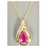 14k gold pendant on chain s/w baguette diamonds &
