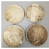 4 U.S. silver Peace dollars: 3- 1922 & 1- 1923
