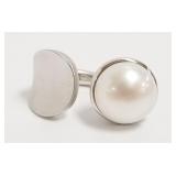 Sterling silver mod ring set with large pearl