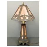 Vintage slag glass/ spelter table lamp (as seen-