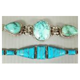 2 sterling silver bracelets s/w turquoise-