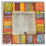 Whimsical painted wood framed mirror- 25" x 25"