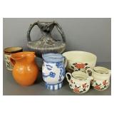 7 pcs vintage pottery incl Jugtown pitcher,