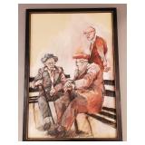 Large Carol Wells signed 1973 mixed media artwork