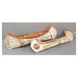 2 Native American small birch bark canoes-