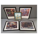 5 framed Twin Cities related artworks: signed