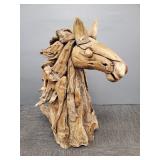 Large horsehead wood sculpture- 34 1/2"H