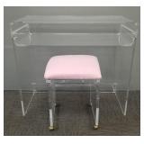 Modern lucite/ acrylic vanity with swivel stool