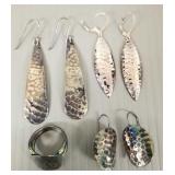 4 N.O.S. sterling silver hammered textured