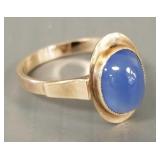 14K gold ring s/w cabochon blue stone- 2.7g;