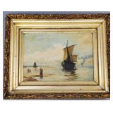 Antique Victorian oil on board in ornate frame-