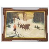 Antique Victorian oil on board in ornate frame-