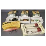 6 asst boxed fishing lures incl 3 Pflueger 1999