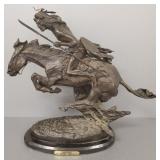 Remington recast bronze "Cheyenne" on bass -