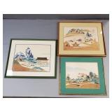 3 Japanese woodblock prints incl Inagaki Nenjiro-